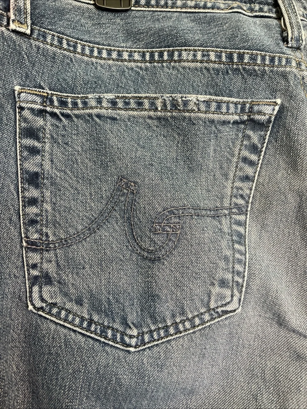 Adriano Goldschmied Men's Distressed Blue Jeans - matchbox slim straight 34/34